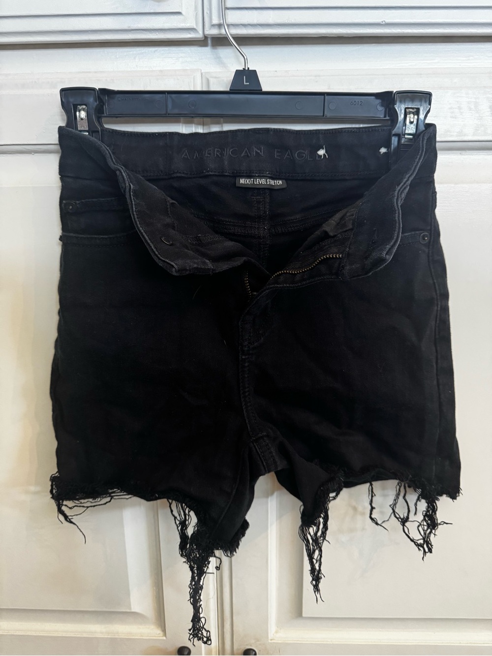 American Eagle Outfitters Black Frayed High-Rise Denim Shorts